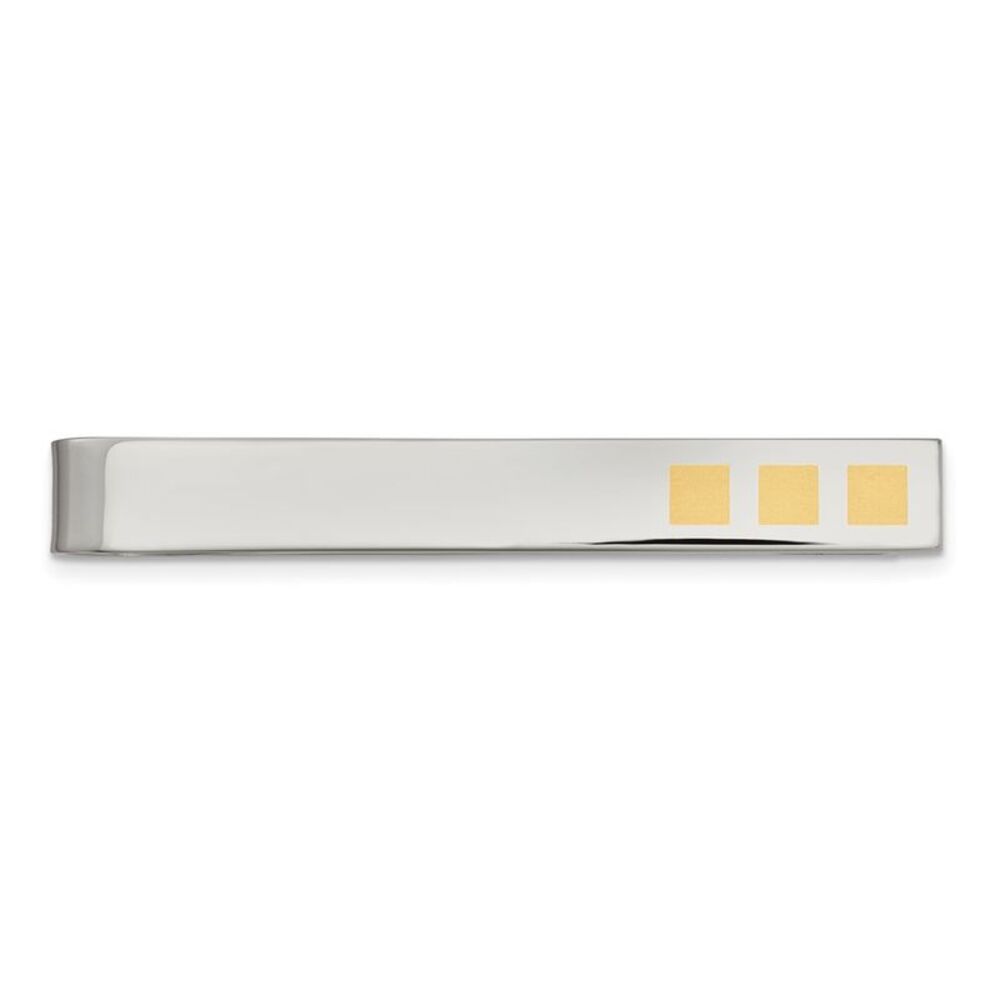 Stainless Steel & Gold Tone Plated Tie Bar or Money Clip, 7 x 58mm